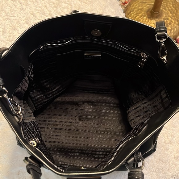 Prada Black All Calf Leather Buckle Two Way Tote - Picture 8 of 14